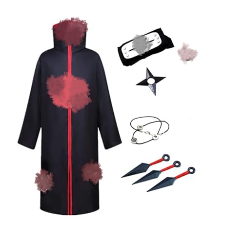 Yoimckay Kostüm Cosplay Set, Anime Kostüm Umhang, Cosplay Requisiten Zubehör, Kostüm Mantel, Schwarz und Feuerrot, Für Fans geeignet Themen Party, Komplettes Kostüm Set für Halloween von Yoimckay
