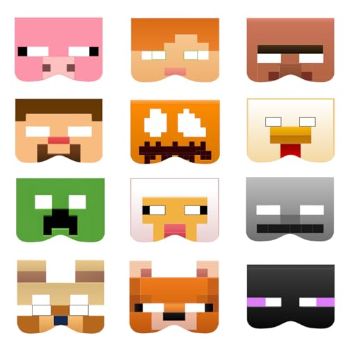 Yoimckay Party Mask Set for Children, 12 Pieces Cartoon Cosplay Masks, Masquerade Ball Half Mask for Halloween, Carnival and Fancy Dress, Children's Birthday Party Bag Gifts for Boys Girls von Yoimckay
