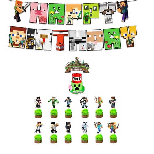 Yoimckay Set mit 14 Stück, Dekoration für Kindergeburtstag, Pixel-Kuchendekoration für Jungen, Dekoration für Kuchen, Geburtstag, Videospiel, Party-Banner, Zubehör, Geburtstag Party Supplies Yoimckay Set mit 14 Stück, Dekoration für Kindergeburtstag, Pixel-Kuchendekoration für Jungen, Dekoration für Kuchen, Geburtstag, Videospiel, Party-Banner, Zubehör, Geburtstag Party Supplies von Yoimckay