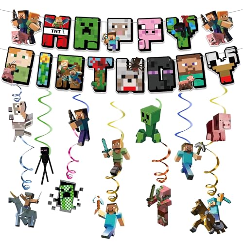 Yoimckay Zubehör für Geburtstagsfeier, Pixel, Geburtstagsdekoration, Gamer-Dekoration, Wirbel, Pixel, Dekoration, Geburtstag, Happy Birthday Decoration Yoimckay Zubehör für Geburtstagsfeier, Pixel, Geburtstagsdekoration, Gamer-Dekoration, Wirbel, Pixel, Dekoration, Geburtstag, Happy Birthday Decoration von Yoimckay