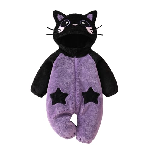 Yoisdtxc Baby-Halloween-Kostüm, niedliches Tier-Outfit, lustiges Monster-Kostüm, Halloween-Geschenke für Kleinkinder, Kinder (Schwarz-Lila, 6–9 Monate) von Yoisdtxc