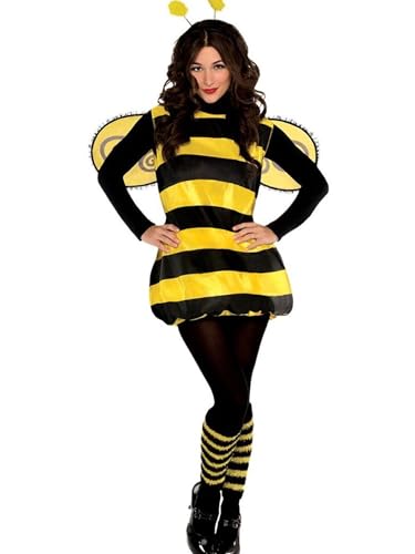 Yoisdtxc Halloween-Kleid für Damen, klassisch, gestreift, figurbetont, mit Flügeln, Minikleid für Cosplay (C-Schwarz, S) von Yoisdtxc