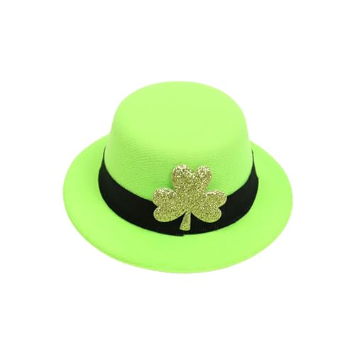 Yoisdtxc Mini Koboldhüte grün Zylinderhüte Kleeblatt Party Hüte mit Haarspangen St. Patty's Day Zubehör (A-Kleeblatt Hellgrün, Einheitsgröße) von Yoisdtxc