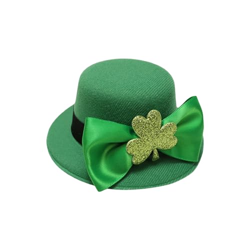 Yoisdtxc Mini Koboldhüte grün Zylinderhüte Kleeblatt Party Hüte mit Haarspangen St. Patty's Day Zubehör (A-Schleife, Kleeblatt, Grün, Einheitsgröße) von Yoisdtxc