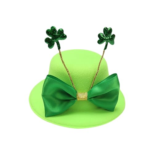 Yoisdtxc Mini Koboldhüte grün Zylinderhüte Kleeblatt Party Hüte mit Haarspangen St. Patty's Day Zubehör (A-Small Shamrock Hellgrün, Einheitsgröße) von Yoisdtxc