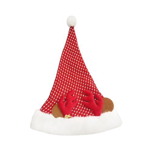 Yoisdtxc Weihnachtsmützen für Erwachsene Fancy Santa Claus Hut Party Santa Cap mit Geweih / Schleife / Buchstaben (A-Red Geweih Schneeflocke, Einheitsgröße) von Yoisdtxc