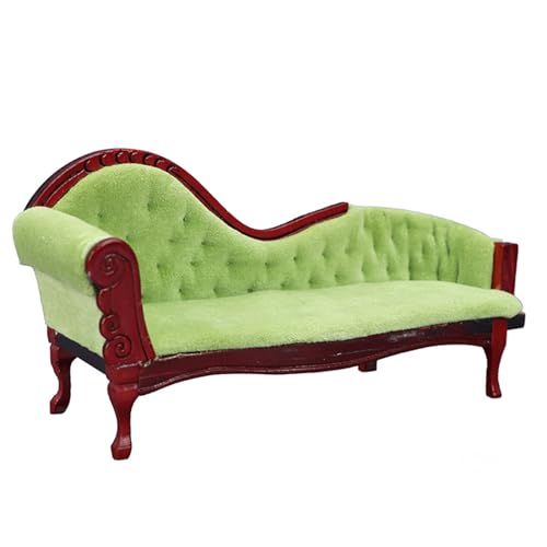 Miniatur-Sofa für 1/12 1/6 Puppenhaus, Miniatur-Holzmöbel, Toffee-Couch, Stuhl, Sofa für DIY-Puppenhaus-Wohnzimmer Grün von Yokawe