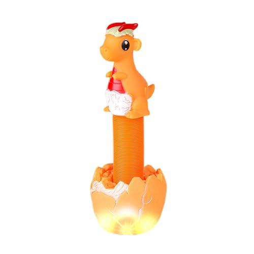 Yokawe 1 Packung Röhren sensorisches Spielzeug, Dinosaurier-Zappelpfeifenspielzeug mit Licht und Ton, tierisches Stressabbau-Quetschspielzeug für Kinder, Jungen und Mädchen Orange von Yokawe