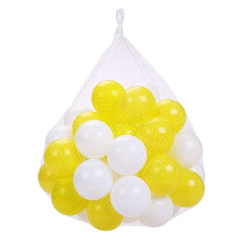 Yokawe 100 Stück Bällebad-Ozeanball mit Tasche, 5,6 cm gelb-weiße Farbe, bruchsichere Bällebad-Bälle, BPA-Phthalat-freier Ball für Baby-Tunnel-Bällegrube Mischfarbe von Yokawe