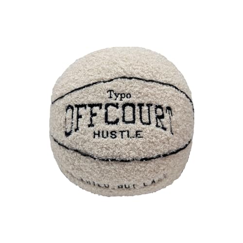 Yokawe 2024 Offcourt-Basketballkissen 10" | Handbesticktes Basketball-Wurfkissen, weiches Plüschspielzeug für Kinder, Teenager, Erwachsene Weiß von Yokawe
