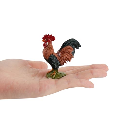 Yokawe Hahn-Tier-Aktionsfigur, 6,1 cm großes Mini-Tiermodell, realistische Nutztiere, Geflügel, Heimdekoration, Skulptur Hahn von Yokawe