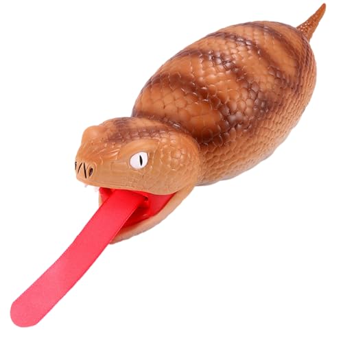 Yokawe Lustige Streichschlange, Gummischlangen mit einziehbarer Zunge, 7,5" gefälschtes Quetschschlangenspielzeug mit Sound, Sanek-Requisite für Halloween, Partys Gelb von Yokawe