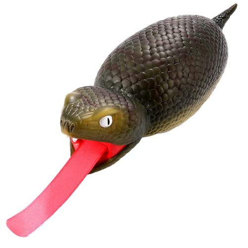 Yokawe Lustige Streichschlange, Gummischlangen mit einziehbarer Zunge, 7,5" gefälschtes Quetschschlangenspielzeug mit Sound, Sanek-Requisite für Halloween, Partys Grün von Yokawe