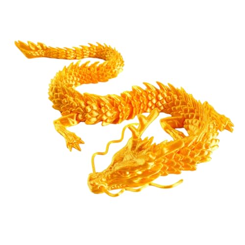 Yokawe Maskottchen-Drachen-Aktionsfigur, 3D-Druck, herkömmliche chinesische Miniatur-Sternzeichen-Maskottchen-Figur, Miniaturen für die Dekoration von Aquarien Golden 45 cm von Yokawe