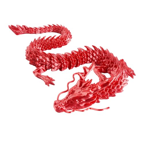 Yokawe Maskottchen-Drachen-Aktionsfigur, 3D-Druck, herkömmliche chinesische Miniatur-Sternzeichen-Maskottchen-Figur, Miniaturen für die Dekoration von Aquarien Rot 30 cm von Yokawe