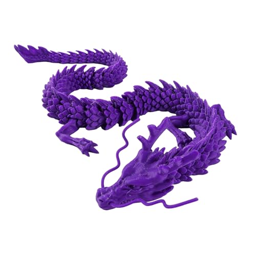 Yokawe Maskottchen-Drachen-Aktionsfigur, 3D-Druck, herkömmliche chinesische Miniatur-Sternzeichen-Maskottchen-Figur, Miniaturen für die Dekoration von Aquarien Violett 30 cm von Yokawe