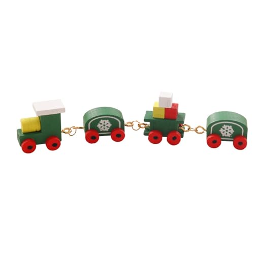Yokawe Mini-Holzeisenbahn-Set für Puppenhaus im Verhältnis 1/12, Weihnachtsschneeflocke-Miniatureisenbahn-Modellspielzeug für Puppenhaus im Verhältnis 1/6 Grün von Yokawe