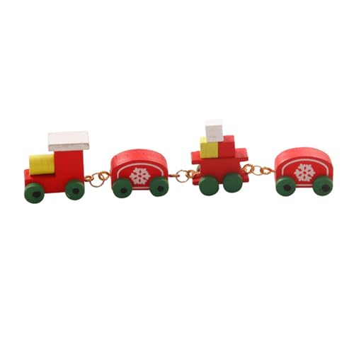 Yokawe Mini-Holzeisenbahn-Set für Puppenhaus im Verhältnis 1/12, Weihnachtsschneeflocke-Miniatureisenbahn-Modellspielzeug für Puppenhaus im Verhältnis 1/6 Rot von Yokawe