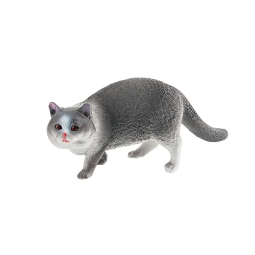 Yokawe Mini-Katzen-Tierfigur, 11,4 cm Miniatur-Tierfigur, Tierspielzeug für Kinder von 3–6 6–12 Jahren, Kuchendekoration für Geburtstagsparty Grau von Yokawe