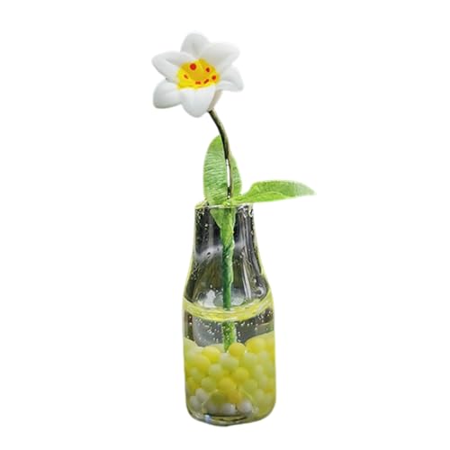 Yokawe Miniatur-Harz-Topfblumenmodell, Mini-Rosenpflanzenvase für Puppenhausdekoration im Verhältnis 1/12 F von Yokawe
