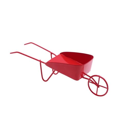 Yokawe Miniatur-Metallwagen für Feengarten-Puppenhaus 1/6 1/12, Handfahrwagen-Requisite für Mikro-Landschafts-Puppenhäuser-Szene Rot von Yokawe