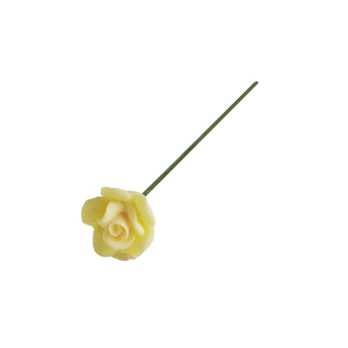 Yokawe Miniatur-Rosenstrauß, realistische zweifarbige künstliche Rosenblume für DIY-Puppenhaus-Gartenmöbel im Verhältnis 1:12 Gelb von Yokawe