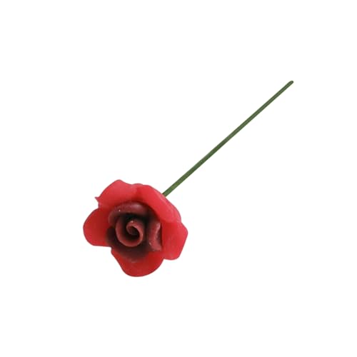 Yokawe Miniatur-Rosenstrauß, realistische zweifarbige künstliche Rosenblume für DIY-Puppenhaus-Gartenmöbel im Verhältnis 1:12 Rot von Yokawe