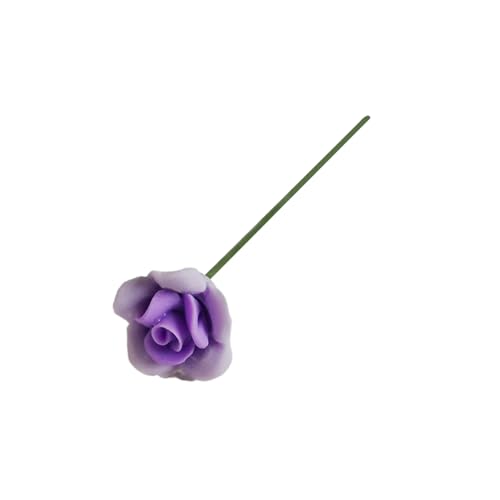 Yokawe Miniatur-Rosenstrauß, realistische zweifarbige künstliche Rosenblume für DIY-Puppenhaus-Gartenmöbel im Verhältnis 1:12 Violett von Yokawe