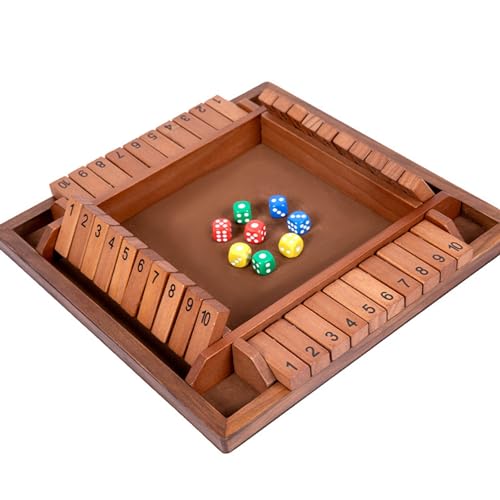 Yokawe Shut The Box Würfelspiel, Brettspiel, Holz-Mathematikspiel, Tischspiel, Familienspiel mit 12 Würfeln, Geschenk für Klassenzimmer-Party Holzfarbe von Yokawe