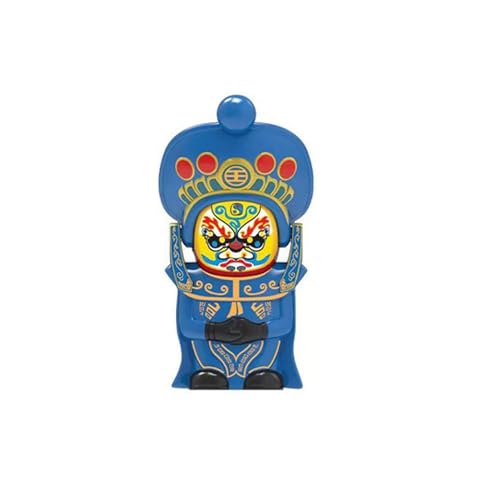 Yokawe Sichuan-Opernfigur-Puppe, gesichtsverändernde chinesische Opernpuppe mit beweglichem Hut, 4 Gesichtsausdrücke, Action-Figur für Kinder Blau von Yokawe