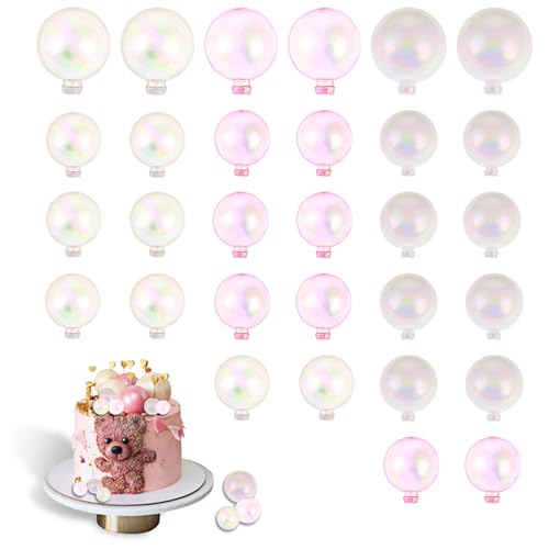 30 Stück Tortendeko Kugeln Cake Topper Kuchen Bunte Luftblasen Topper Kugel Kuchen Deko Cupcake Tortenaufleger DIY Geburtstagsparty Dekorationen für Hochzeit Jahrestag Babyparty von Yolev
