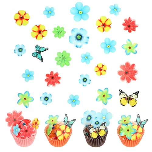 32 Stück Schmetterlings Kuchen Deko Tortendeko Schmetterlinge Essbare Tortendeko Kuchen Deckel Cupcake Topper Geburtstagstorte Hochzeit Dekoration von Yolev