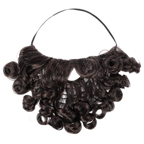 Falscher Bart Kostüm 20 cm Langer Falscher Bart Whisker Bärt Lockiger Zaubererbart mit Gummiband Realistischer Schnurrbart für für Halloween Party Maskerade Kostüm Weihnachten(Braun) von Yolev