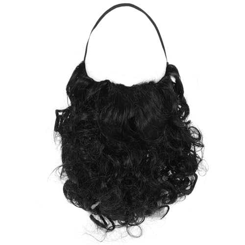 Falscher Bart Kostüm 20 cm Langer Falscher Bart Whisker Bärt Lockiger Zaubererbart mit Gummiband Realistischer Schnurrbart für für Halloween Party Maskerade Kostüm Weihnachten(Schwarz) von Yolev