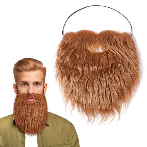 Yolev Falscher Bart Gefälschte Bärte Schnurrbärte Falscher Schnurrbart Party-Künstlicher Bart Weihnachtsmann Kostüm Whisker für Geburtstagsparty Erwachsene(Braun) von Yolev