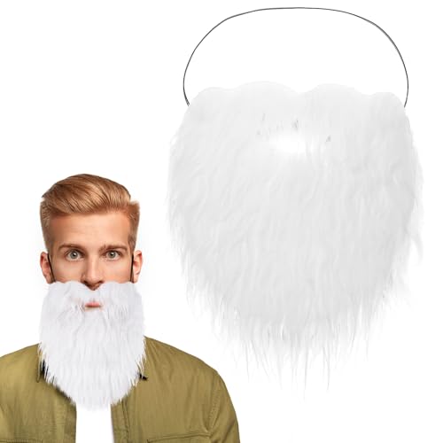 Gefälschte Bärte Bart Kostüm Fake Bart Falscher Schnurrbart Party-Künstlicher Weißer Bärt Weihnachtsmann Whisker für Geburtstagsparty Erwachsene(Weiß) von Yolev