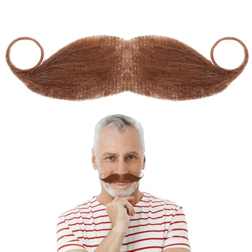 Yolev Schnurrbart zum Ankleben Gefälschte Bärte Falscher Bart Party-Künstlicher Bart Weihnachtsmann Bart Falscher Kostüm Whisker für Weihnachtsfeier (Braun) von Yolev