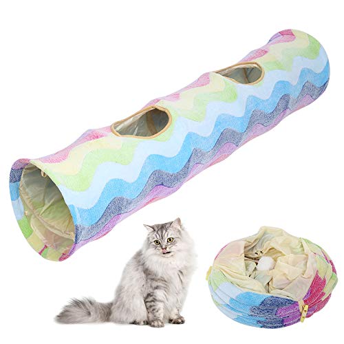 YolieraArt Regenbogen-Katzentunnel mit Knisterpapier, zusammenklappbarer Spielschlauch für Katzen, kratzfester Stoff mit hängendem Spielzeug, Multi-Entry Design, einfache Lagerung YolieraArt Regenbogen-Katzentunnel mit Knisterpapier, zusammenklappbarer Spielschlauch für Katzen, kratzfester Stoff mit hängendem Spielzeug, Multi-Entry Design, einfache Lagerung von YolieraArt