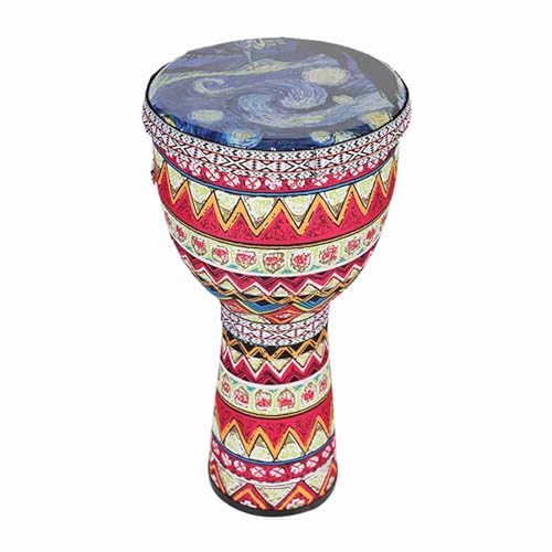 Yolieraart 8 Zoll Afrikaner D J E M B E Drum, Leichtes Carbonfaser -PVC -Körper mit Ziegenlederkopf und farbenfrohes Kunstmuster, Keine Tuning -Handtrommel für Erwachsene Kinder (1) von YolieraArt