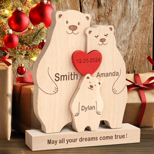 Personalisiertes Holzkunstpuzzle der Bärenfamilie mit 1-8 Namen,Holz Bär Tier Skulpturen Desktop Ornament Heim Büro Tischdekoration Ideen Geschenk für Weihnachts Jubiläum Muttervatertag Geburtstag Personalisiertes Holzkunstpuzzle der Bärenfamilie mit 1-8 Namen,Holz Bär Tier Skulpturen Desktop Ornament Heim Büro Tischdekoration Ideen Geschenk für Weihnachts Jubiläum Muttervatertag Geburtstag von Yolnkos