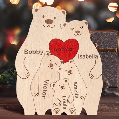 Personalisiertes Holzkunstpuzzle der Bärenfamilie mit 1-8 Namen,Holz Bär Tier Skulpturen Desktop Ornament Heim Büro Tischdekoration Ideen Geschenk für Weihnachts Jubiläum Muttervatertag Geburtstag Personalisiertes Holzkunstpuzzle der Bärenfamilie mit 1-8 Namen,Holz Bär Tier Skulpturen Desktop Ornament Heim Büro Tischdekoration Ideen Geschenk für Weihnachts Jubiläum Muttervatertag Geburtstag von Yolnkos