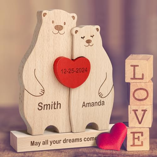 Personalisiertes Holzkunstpuzzle der Bärenfamilie mit 1-8 Namen,Holz Bär Tier Skulpturen Desktop Ornament Heim Büro Tischdekoration Ideen Geschenk für Weihnachts Jubiläum Muttervatertag Geburtstag Personalisiertes Holzkunstpuzzle der Bärenfamilie mit 1-8 Namen,Holz Bär Tier Skulpturen Desktop Ornament Heim Büro Tischdekoration Ideen Geschenk für Weihnachts Jubiläum Muttervatertag Geburtstag von Yolnkos