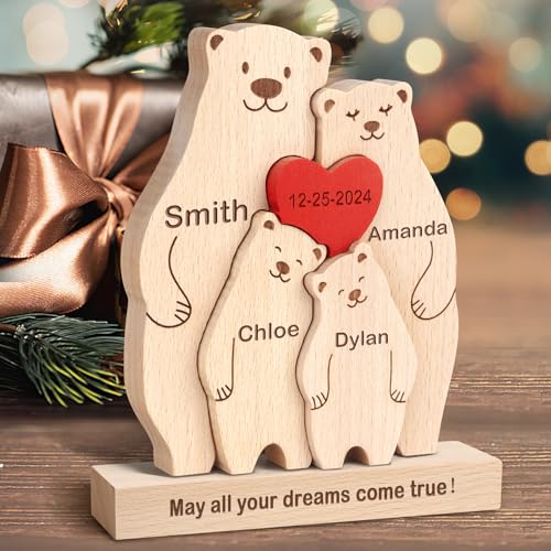Personalisiertes Holzkunstpuzzle der Bärenfamilie mit 1-8 Namen,Holz Bär Tier Skulpturen Desktop Ornament Heim Büro Tischdekoration Ideen Geschenk für Weihnachts Jubiläum Muttervatertag Geburtstag Personalisiertes Holzkunstpuzzle der Bärenfamilie mit 1-8 Namen,Holz Bär Tier Skulpturen Desktop Ornament Heim Büro Tischdekoration Ideen Geschenk für Weihnachts Jubiläum Muttervatertag Geburtstag von Yolnkos