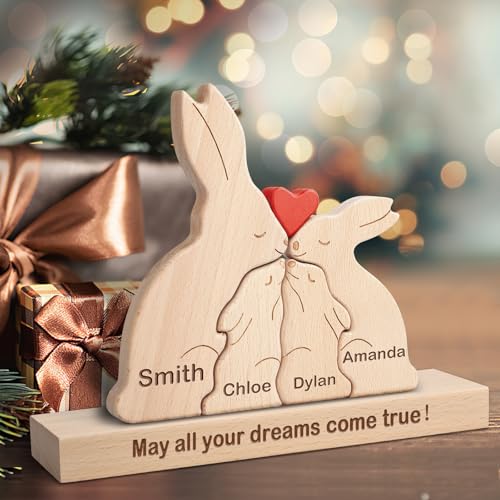 Personalisiertes Holzkunstpuzzle der Kaninchen Familie mit 1-8 Namen,Holz Tier Skulpturen Desktop Ornament Heim Büro Tischdekoration Ideen Geschenk für Weihnachts Jubiläum Muttervatertag Geburtstag Personalisiertes Holzkunstpuzzle der Kaninchen Familie mit 1-8 Namen,Holz Tier Skulpturen Desktop Ornament Heim Büro Tischdekoration Ideen Geschenk für Weihnachts Jubiläum Muttervatertag Geburtstag von Yolnkos