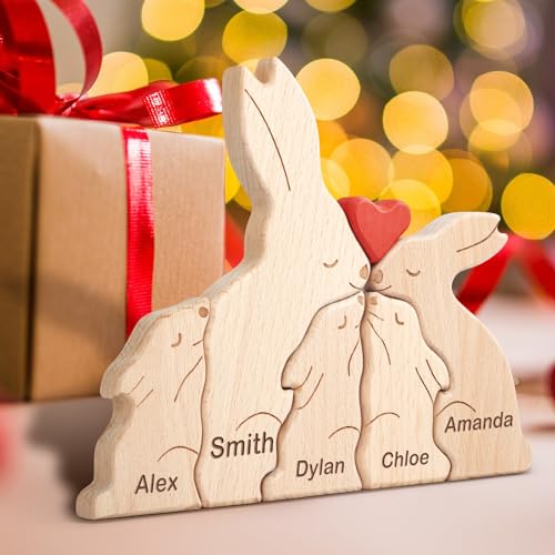 Personalisiertes Holzkunstpuzzle der Kaninchen Familie mit 1-8 Namen,Holz Tier Skulpturen Desktop Ornament Heim Büro Tischdekoration Ideen Geschenk für Weihnachts Jubiläum Muttervatertag Geburtstag Personalisiertes Holzkunstpuzzle der Kaninchen Familie mit 1-8 Namen,Holz Tier Skulpturen Desktop Ornament Heim Büro Tischdekoration Ideen Geschenk für Weihnachts Jubiläum Muttervatertag Geburtstag von Yolnkos