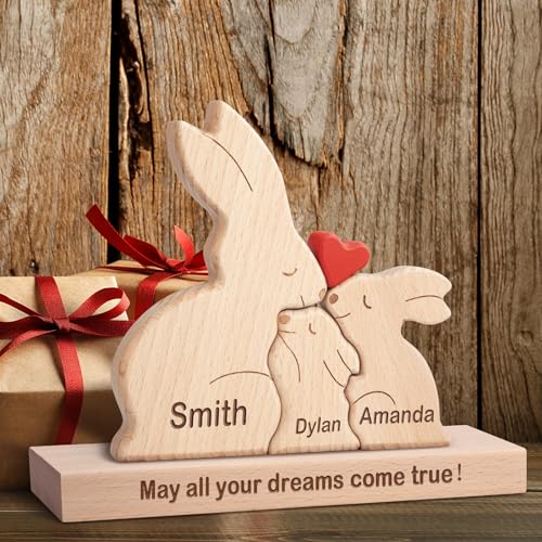 Personalisiertes Holzkunstpuzzle der Kaninchen Familie mit 1-8 Namen,Holz Tier Skulpturen Desktop Ornament Heim Büro Tischdekoration Ideen Geschenk für Weihnachts Jubiläum Muttervatertag Geburtstag Personalisiertes Holzkunstpuzzle der Kaninchen Familie mit 1-8 Namen,Holz Tier Skulpturen Desktop Ornament Heim Büro Tischdekoration Ideen Geschenk für Weihnachts Jubiläum Muttervatertag Geburtstag von Yolnkos