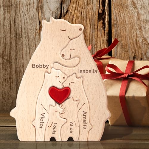 Yolnkos Personalisiertes Holzkunstpuzzle der Bärenfamilie mit 1-8 Namen We are One Holz Bär Tier Skulpturen Desktop Ornament Heim Büro Tischdekoration Ideen Geschenk für Weihnachts Jubiläum Geburtstag Yolnkos Personalisiertes Holzkunstpuzzle der Bärenfamilie mit 1-8 Namen We are One Holz Bär Tier Skulpturen Desktop Ornament Heim Büro Tischdekoration Ideen Geschenk für Weihnachts Jubiläum Geburtstag von Yolnkos