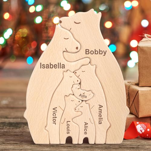 Yolnkos Personalisiertes Holzkunstpuzzle der Bärenfamilie mit 1-8 Namen We are One Holz Bär Tier Skulpturen Desktop Ornament Heim Büro Tischdekoration Ideen Geschenk für Weihnachts Jubiläum Geburtstag Yolnkos Personalisiertes Holzkunstpuzzle der Bärenfamilie mit 1-8 Namen We are One Holz Bär Tier Skulpturen Desktop Ornament Heim Büro Tischdekoration Ideen Geschenk für Weihnachts Jubiläum Geburtstag von Yolnkos