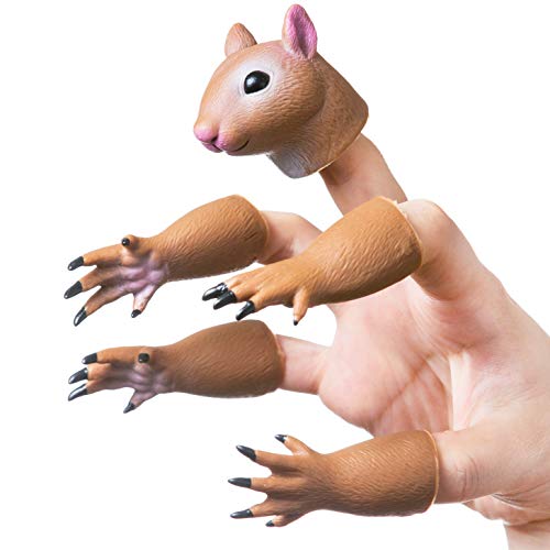 Yolococa Handi Squirrel Eichhörnchen Fingerpuppe Realistisch Tier Neuheit Spielzeug für Kinder Erwachsene von Yolococa