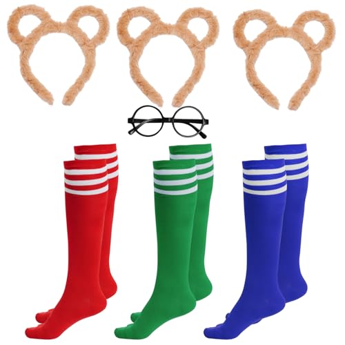Yolyoo 7 Stück Streifenhörnchen Kostüme Set 3 Stück Streifenhörnchen Ohren Stirnband 3 Schwarze Runde Rahmen Gläser und 3-Paar Knie-hohe Socken für Teens Erwachsene Halloween Party Kostüm Yolyoo 7 Stück Streifenhörnchen Kostüme Set 3 Stück Streifenhörnchen Ohren Stirnband 3 Schwarze Runde Rahmen Gläser und 3-Paar Knie-hohe Socken für Teens Erwachsene Halloween Party Kostüm von Yolyoo